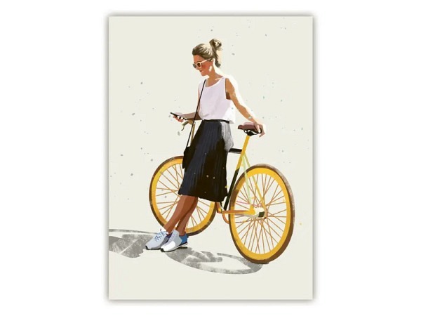 Postkarte Quire Woman with Bike