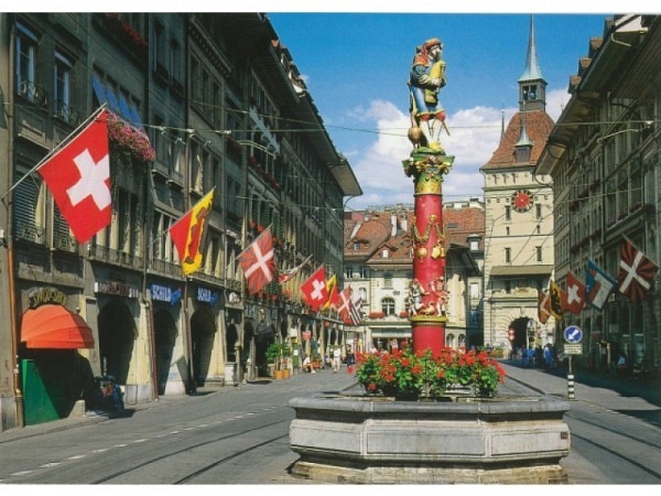 Postkarte Wefo-Verlag Bern Dudelsackpfeiferbrunnen