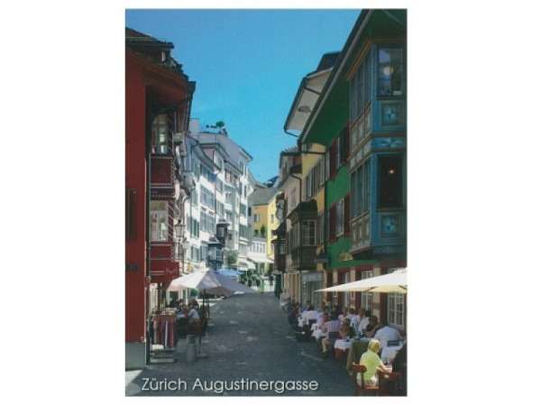 Postkarte Zürich A6 Augustinergasse im Sommer