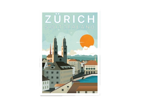 Postkarte Ykoons Zürich A6 Grossmünster