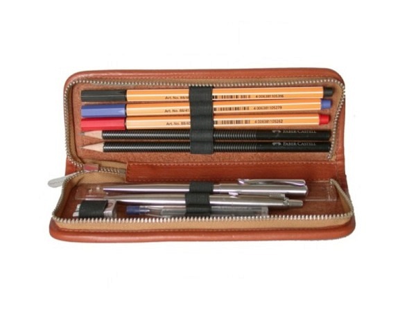 Etui Sonnenleder Lenz braun mit 9 Schlaufen Rindleder
