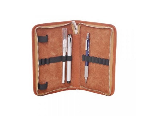Etui Sonnenleder Novalis braun mit 14 Schlau. Rindleder