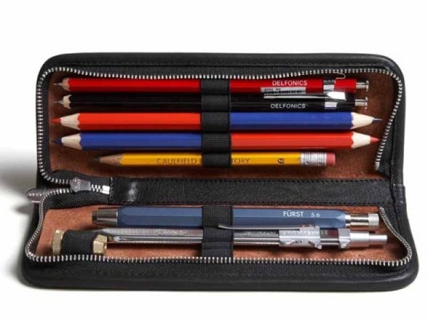 Etui Sonnenleder Lenz schwarz mit 9 Schlaufen 19x7x2,5cm