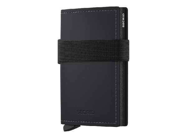 Kreditkartenetui Secrid Bandwallet Matte Black-Black, fasst bis zu 6 Karten im Cardprotector und bis zu 6 zusätzliche Karten in dem aufklappbaren Innenfach