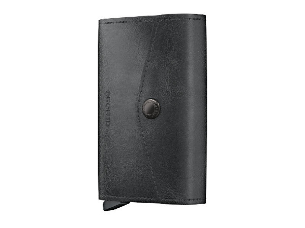 Kreditkartenetui Secrid Envelope Vintage Black, Leder mit Knopfverschluss, fasst bis zu 8 Karten