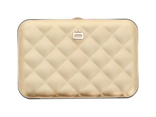 Kreditkartenetui Ögon Quilted Button Rosé Gold, aus Aluminium