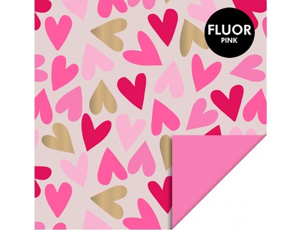 Geschenkpapier HOP Big Hearts Sand Sweet Pink 70cm x 3m Rolle