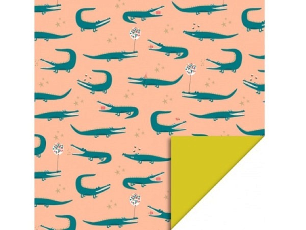 Geschenkpapier HOP Crocodile Peach Yellow 70cm x 3m Rolle