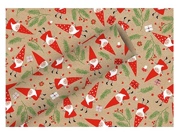 Geschenkpapier Braun&Company By Nature Kraftpapier Gnomes 70cmx2m