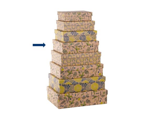 Geschenkschachtel Artebene Blüten Kraftpapier, Grösse 5: 26x18,5x7cm 