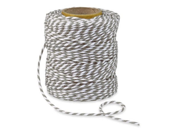 Geschenkband Präsent Baumwollkordel 2mmx50m grau-weiss