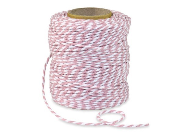 Geschenkband Präsent Baumwollkordel 2mmx50m altrosa-weiss