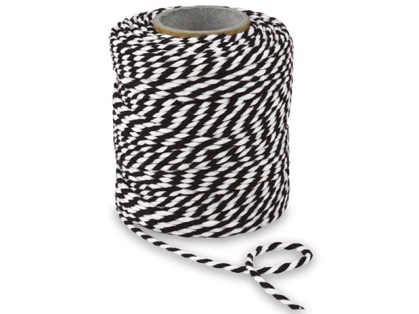 Geschenkband Präsent Baumwollkordel 2mmx50m schwarz-weiss