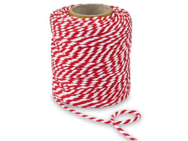 Geschenkband Präsent Baumwollkordel 2mmx50m rot-weiss