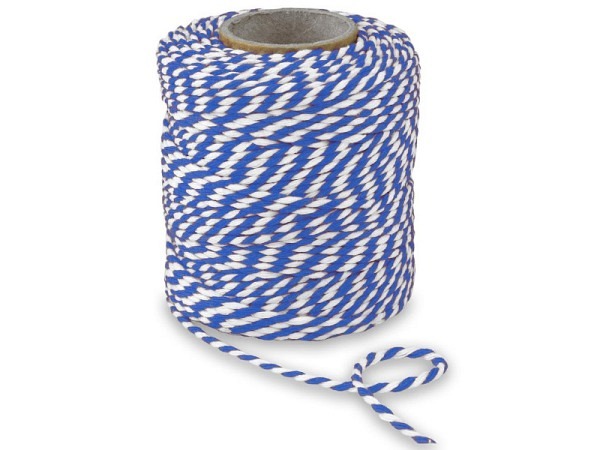 Geschenkband Präsent Baumwollkordel 2mmx50m blau-weiss