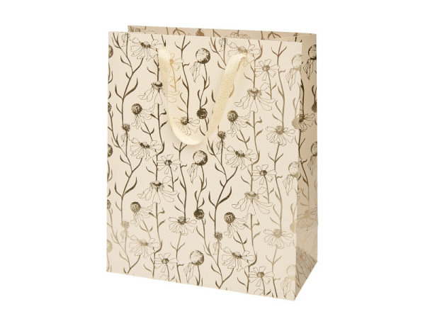 Geschenksack Rico Design Natur Blumen Gold L 26x32x12cm