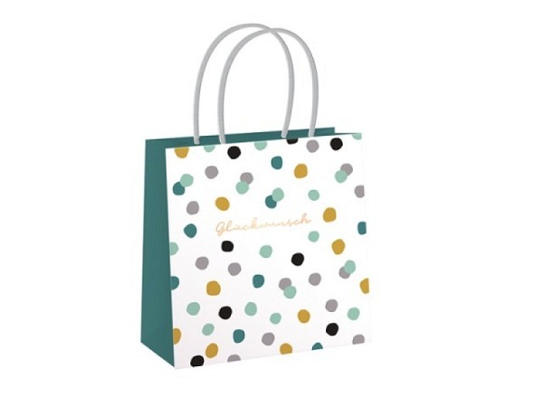 Geschenksack Grafik Werkstatt Punkte weiss 12,3x12,5cm