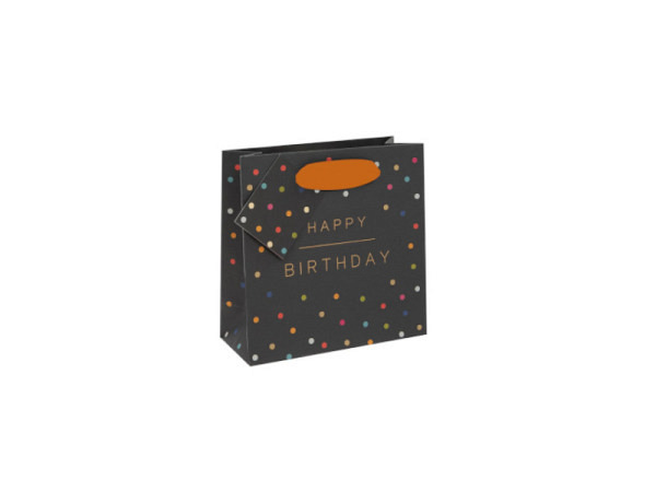 Geschenksack Glick Happy Birthday Spots Black Small
