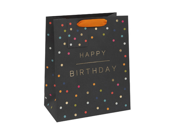 Geschenksack Glick Happy Birthday Spots Black Large