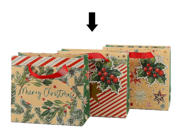 Geschenksack Artebene Christmas Gestreift, 8x16x18cm