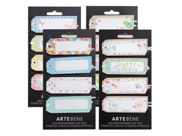 Geschenksanhänger Artebene Mini Schmetterlinge & Vögel 4er Set