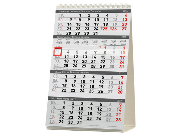 Tischkalender Biella 4-Monate Desktop Delta, 12,5x20cm