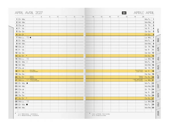 Agenda Rido Planer Uni-Planer Einlage 1 Monat auf 2 Seiten