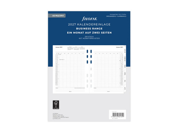 Einlage Filofax A5 Size Monatsplaner