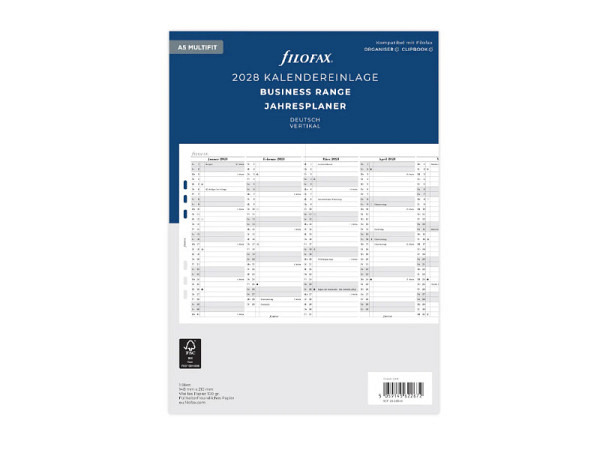 Einlage Filofax A5 Size Jahresplaner 2028 vertikal de