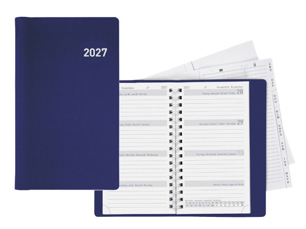 Agenda Biella Bruxelles Wire-O Kunststoff blau