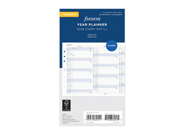 Einlage Filofax Personal Jahresplaner 2028 englisch