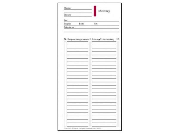 Einlage Timesystem Compact 8,5x16,9cm Meeting, zwei Spalten
