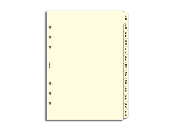 Einlage Filofax A5 Size Register A-Z créme, 6-fach gelocht