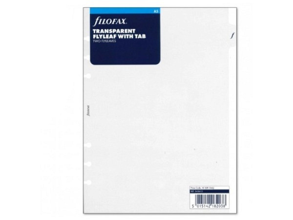 Einlage Filofax A5 Size Trennblatt weiss mit Tab, 2er Set