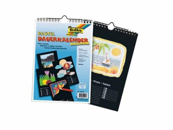 Bastelkalender Folia schwarz A4 170g/qm, immerwährend, 1 Monat pro Blatt