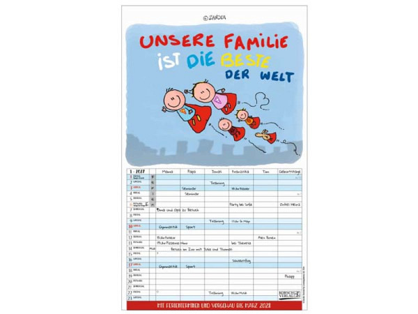 Familienplaner Korsch Unsere Familie ist die Beste 27x47cm