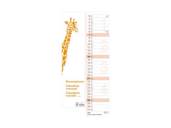Kalender Giraffenkalender 12x55cm