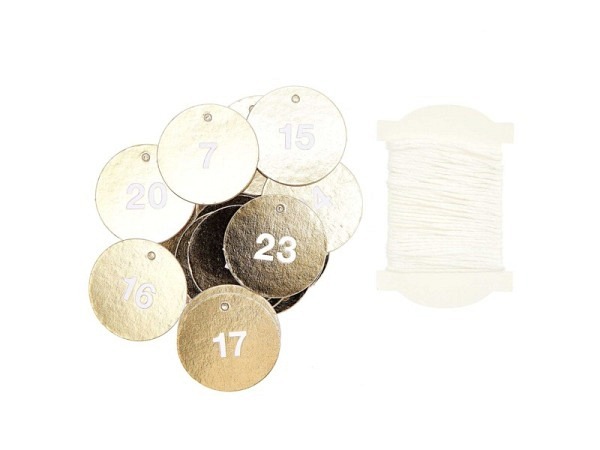 Geschenkanhänger PaperPoetry für Adventskalender Anhänger 1-24 rund Metallfolie