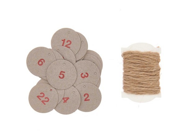 Geschenkanhänger PaperPoetry für Adventskalender Anhänger 1-24 rund Graukarton