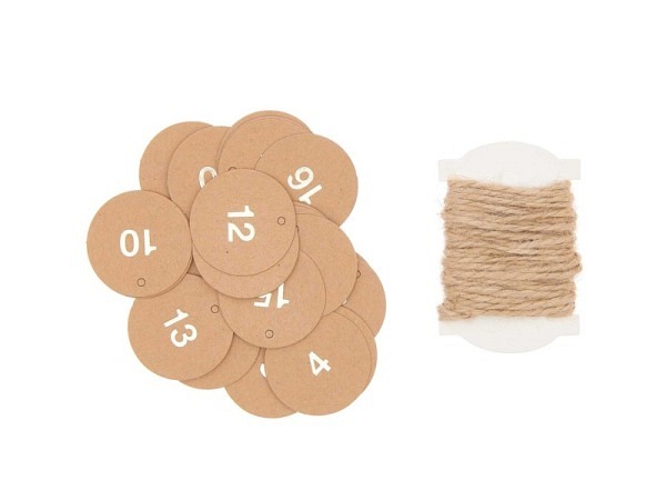 Geschenkanhänger PaperPoetry für Adventskalender Anhänger 1-24 rund Kraftpapier
