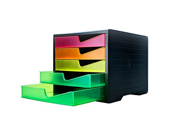 Büroset Styro Swingbox schwarz mit 5 Schubladen 