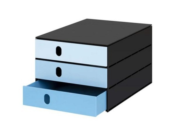 Büroset Styroval Systembox mit 3 Schubladen Bluescale