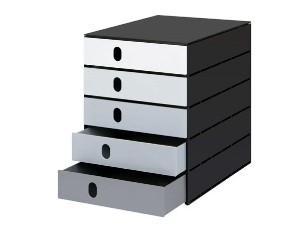 Büroset Styroval Systembox mit 5 Schubladen Greyscale