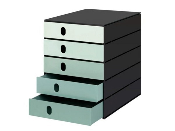 Büroset Styroval Systembox mit 5 Schubladen Mintscale