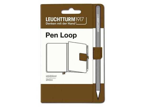 Stifthalter Leuchtturm für Agenden, selbstklebende Stiftschlaufe spice brown