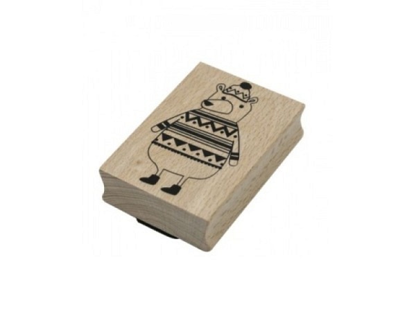 Stempel Artoz Winterbär 70x50x19mm, aus Holz mit Abdruck auf der Oberseite