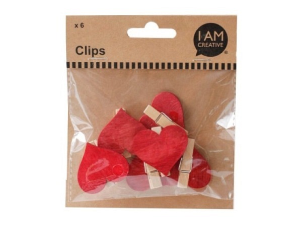 Klammern I am creative Holzclips Herz rot