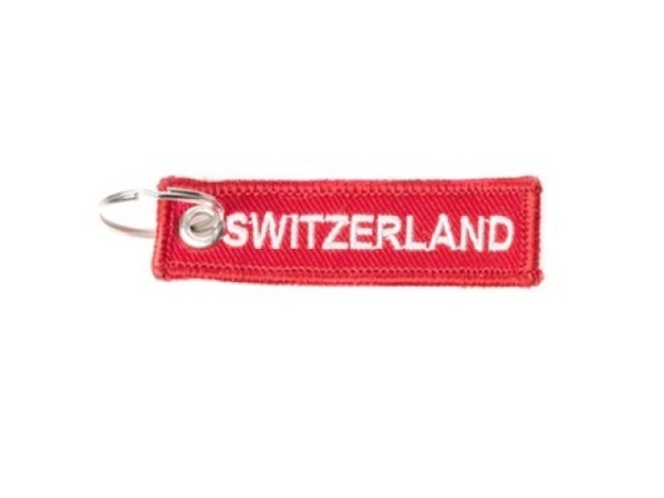 Schlüsselanhänger Swiss Trail mit rotem Karabiner