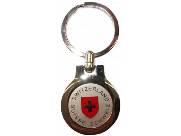 Schlüsselanhänger Schweiz rund mit rotem Wappen