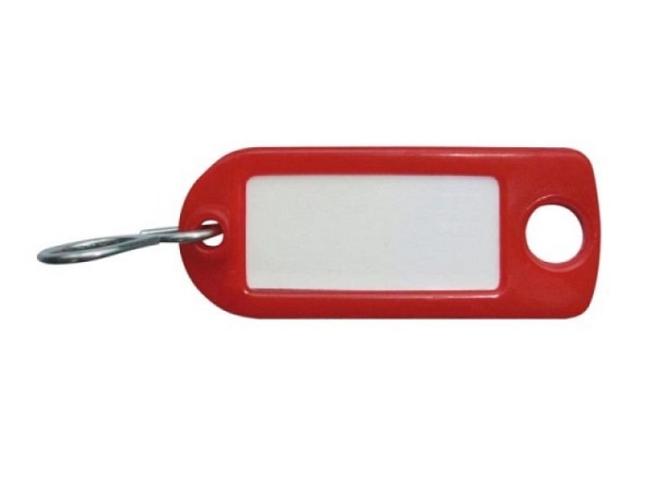 Schlüsselanhänger Rieffel 8034FS Plastik rot mit Beschriftungsfenster und S-Haken, Aufhängeloch, 100Stk.